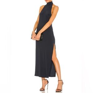 Norma Kamali NWT Black High-Slit Maxi Dress size Medium